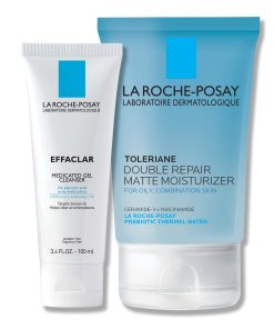 La Roche Posay Effaclar Medicated Acne Cleanser & Toleriane Double Repair Matte Moisutrizer Travel Set