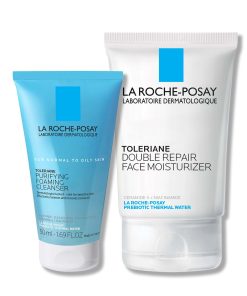 La Roche Posay Toleriane Purifying Foaming Cleanser & Toleriane Double Repair Face Moisturizer Travel Set